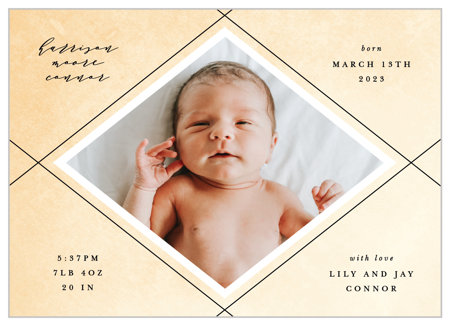 Petite Diamond Birth Announcements by Basic Invite