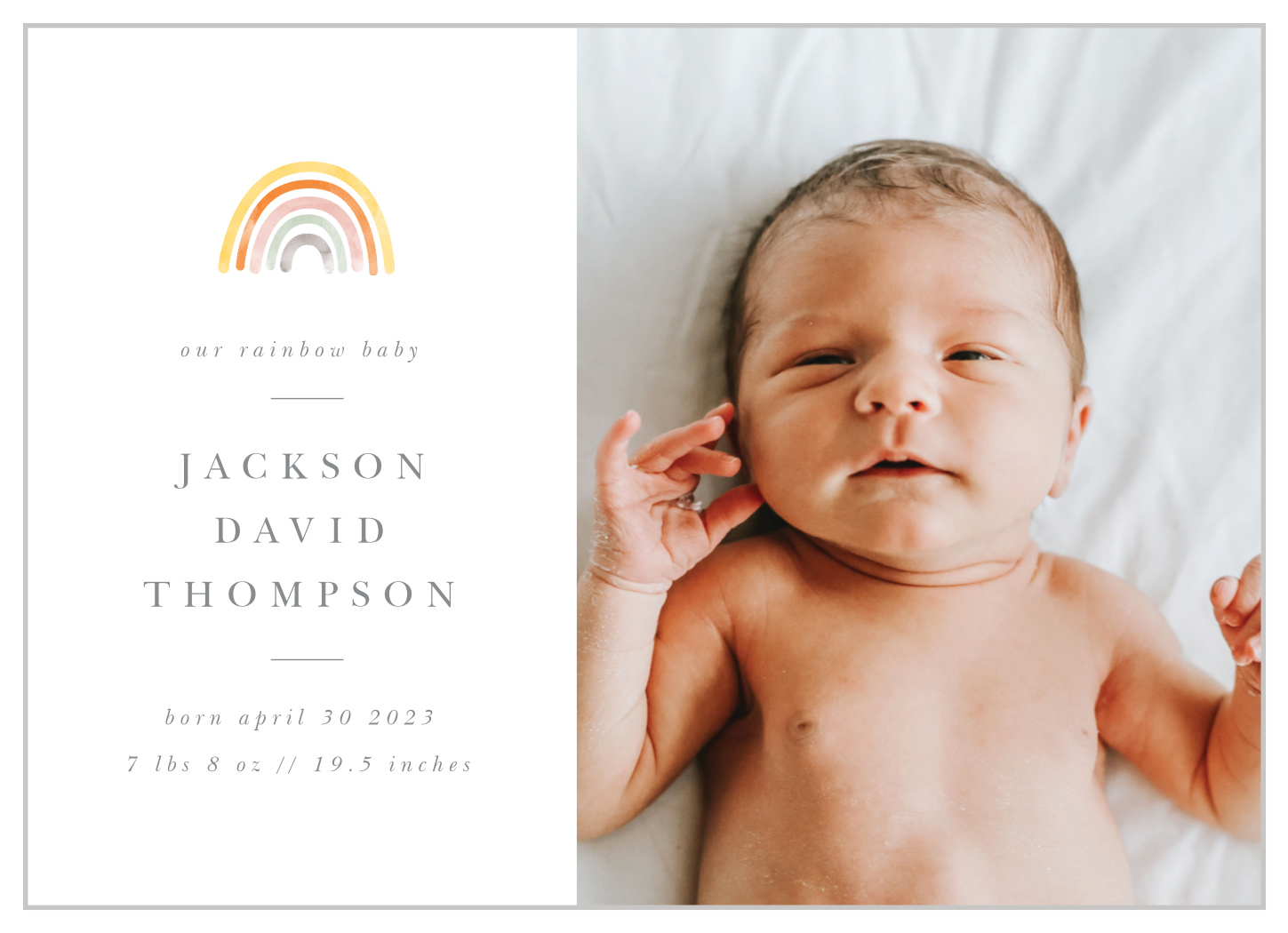 Rainbow Baby Birth Announcements by Basic Invite