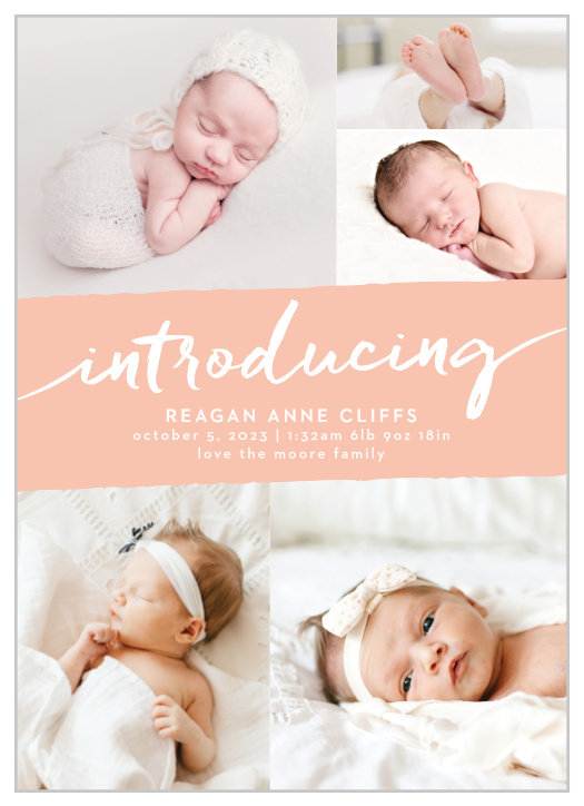 Share your joy with all your friends and loved ones with the First Intro Birth Announcement.