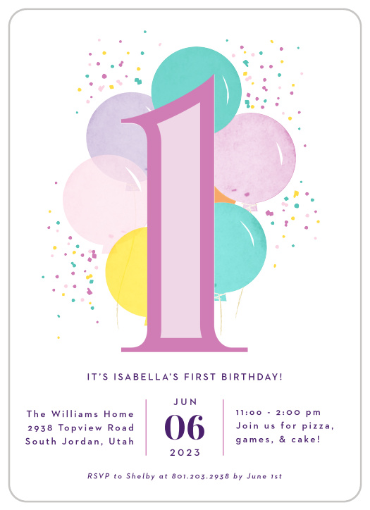 Celebrate your growing little with the Big Balloons Birthday Invitations.