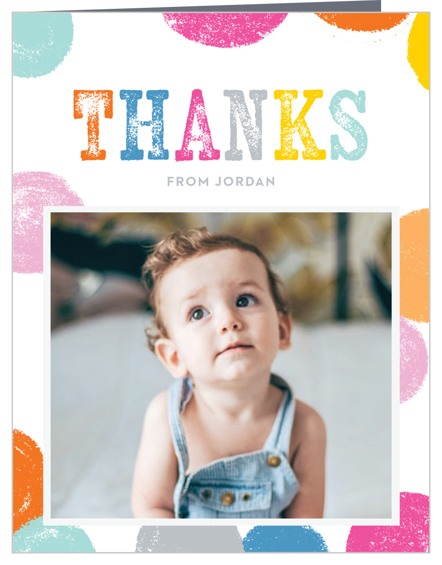 Bold Confetti First Birthday Thank You Cards by Basic Invite Bold Confetti First Birthday Thank You Cards by Basic Invite