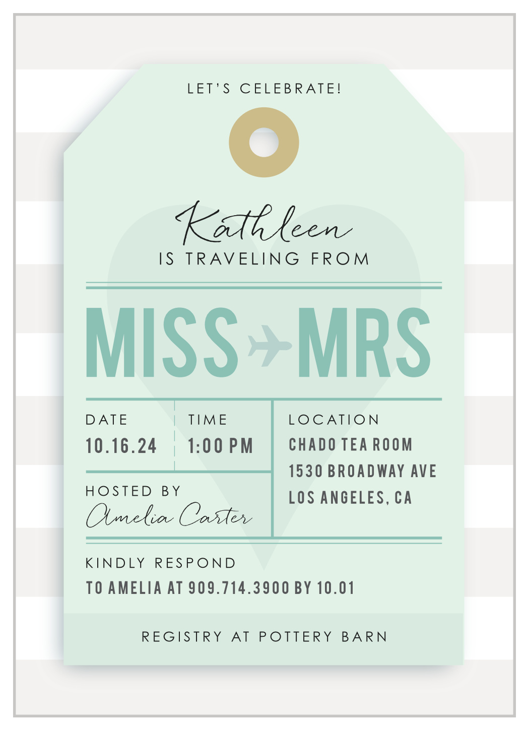 Travel Ticket Bridal Shower Invitations 