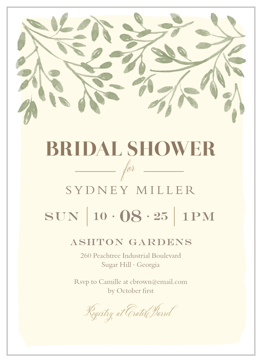 Vineyard Foliage Bridal Shower Invitations by Basic Invite