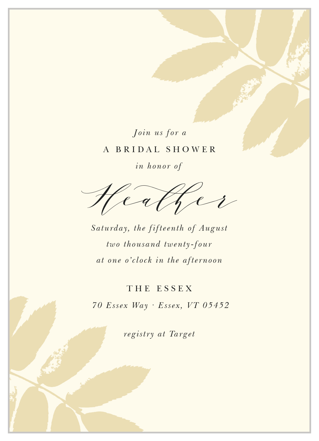 Gold Leafing Bridal Shower Invitations by Basic Invite