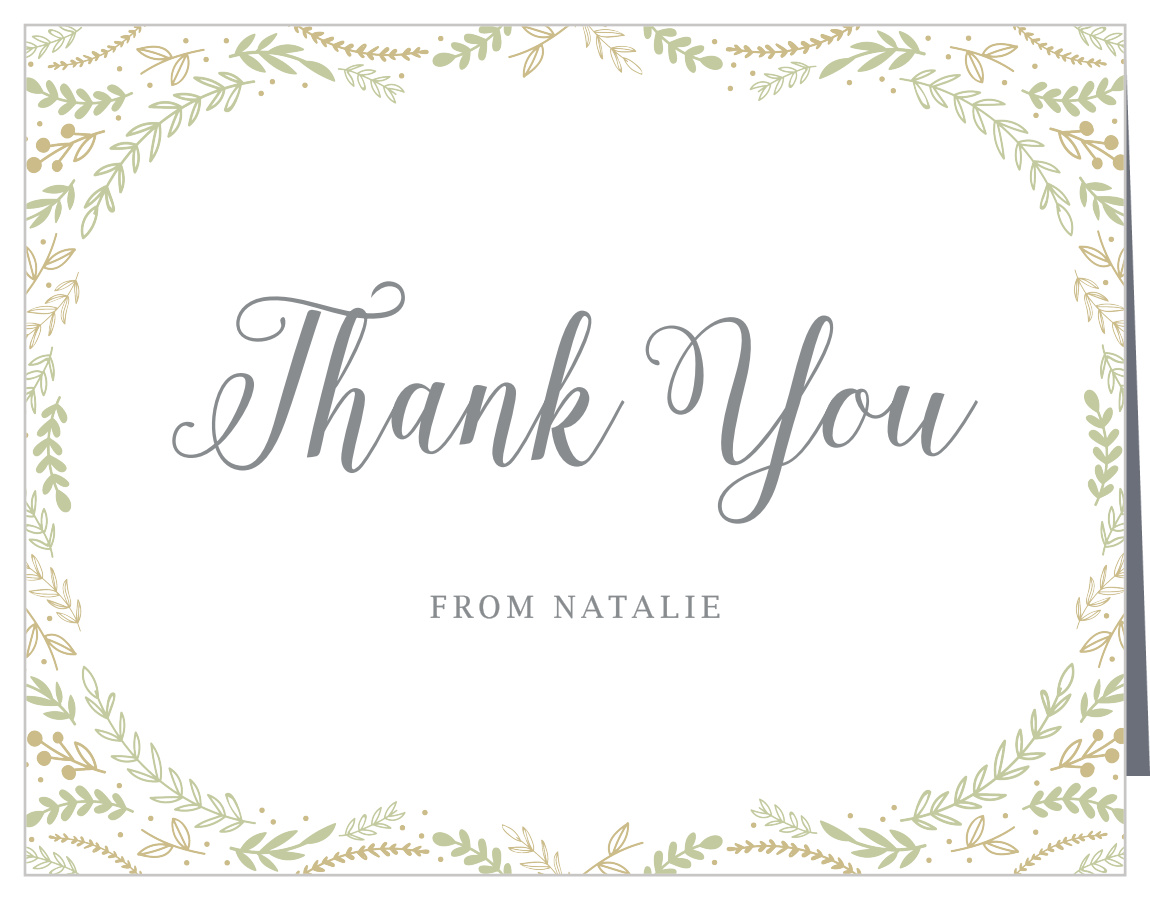 Evergreen Border Bridal Shower Thank You Cards By Basic Invite