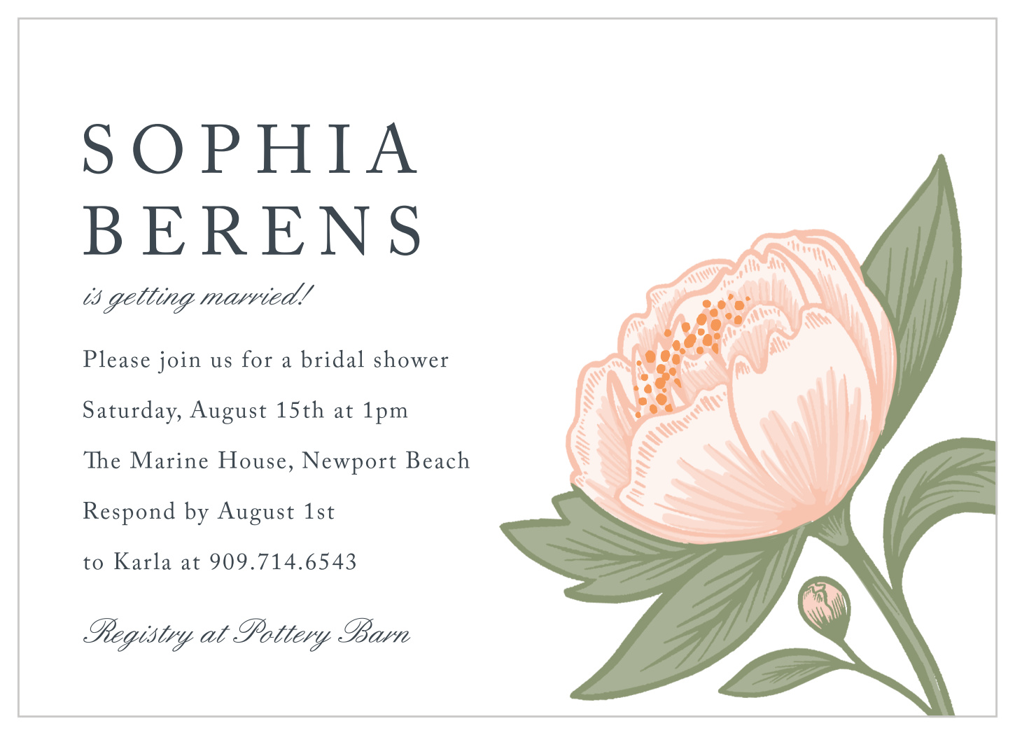 Pretty Peony Bridal Shower Invitations by Basic Invite