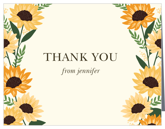 Stunning Watercolour Sunflower Personalized Wedding Thank You Cards