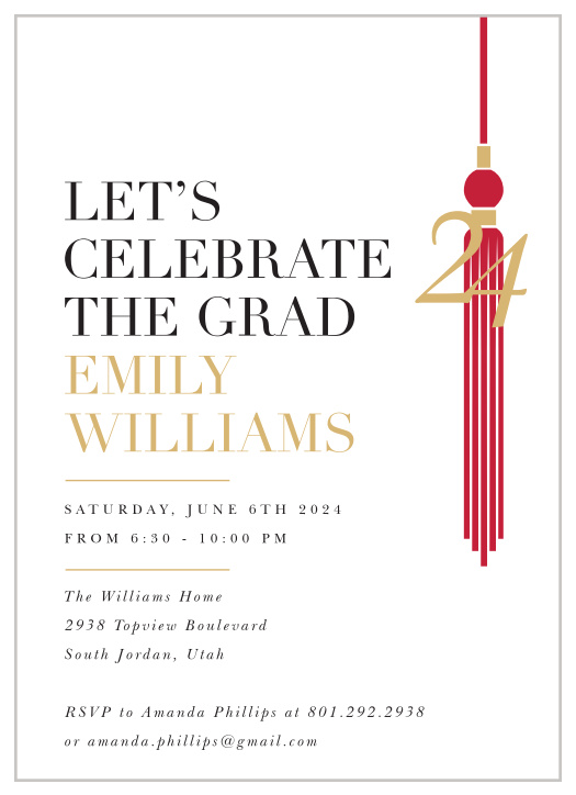 Gather your friends and family together to celebrate your big achievement with the chic look of our Classic Party Graduation Invitations.