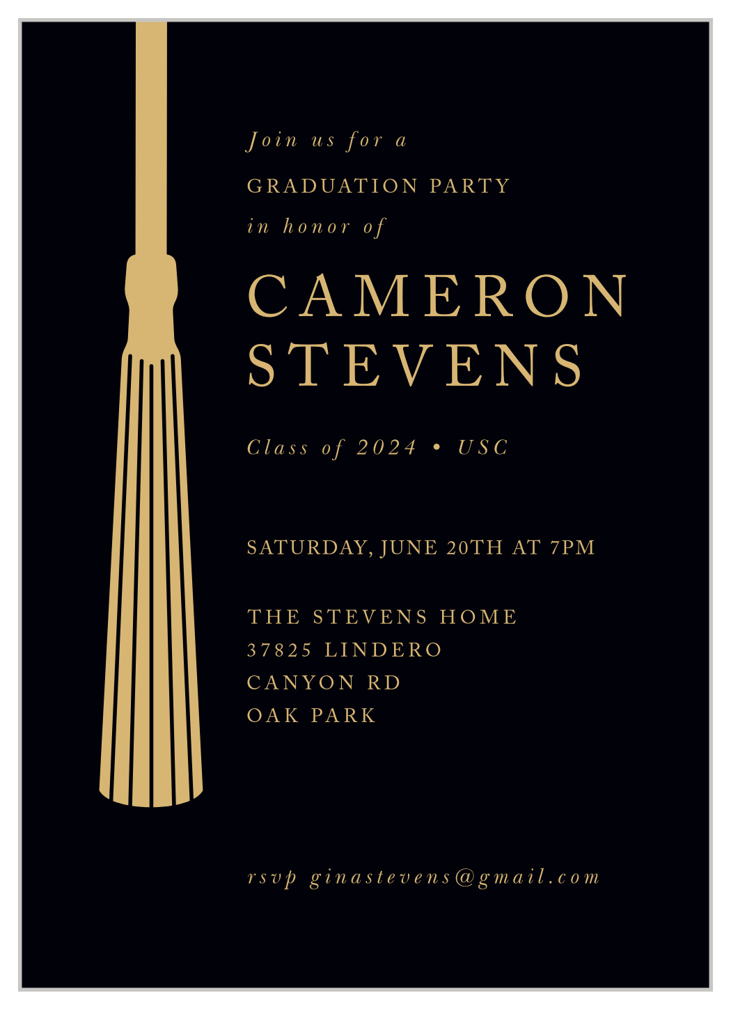 Tasseled Gold Graduation Invitations by Basic Invite