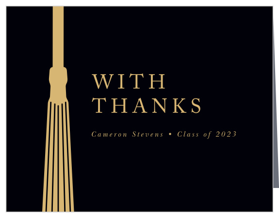 Let your family and friends know how much you appreciated their support with the chic look of our Tasseled Gold Graduation Thank You Cards.