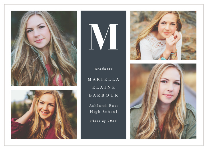 Broadcast your pivotal accomplishment to friends and family with the modern look of our Photography Quad Graduation Announcements.