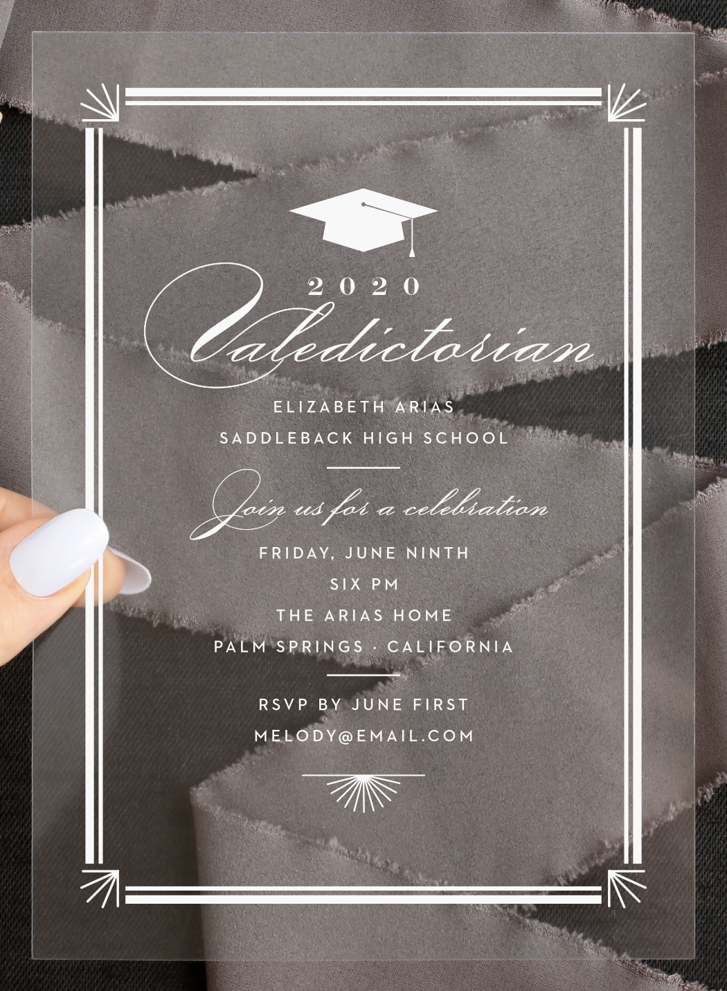 Valedictorian Grad Clear Graduation Invitation