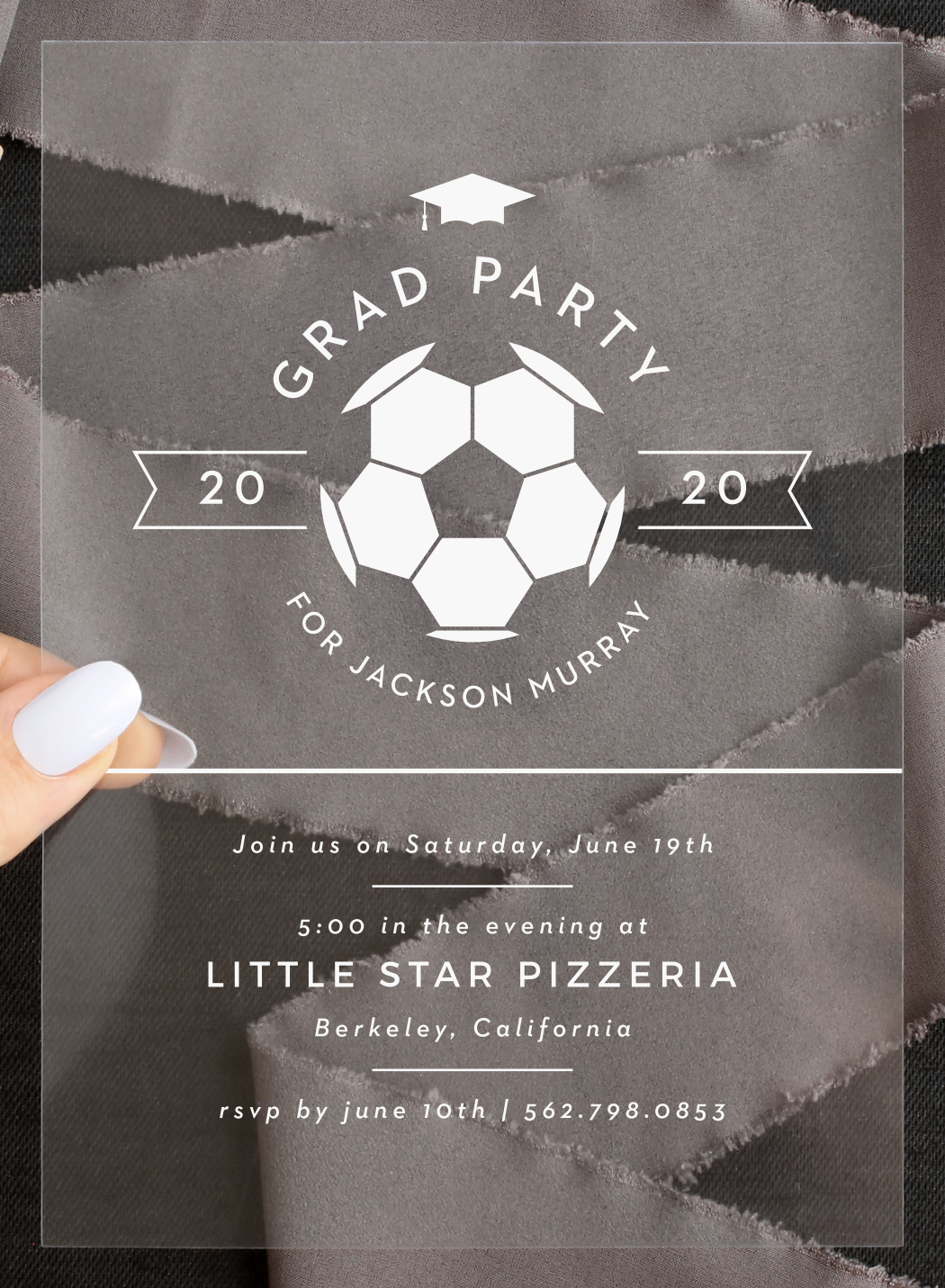 Soccer Ball Clear Graduation Party Invitation