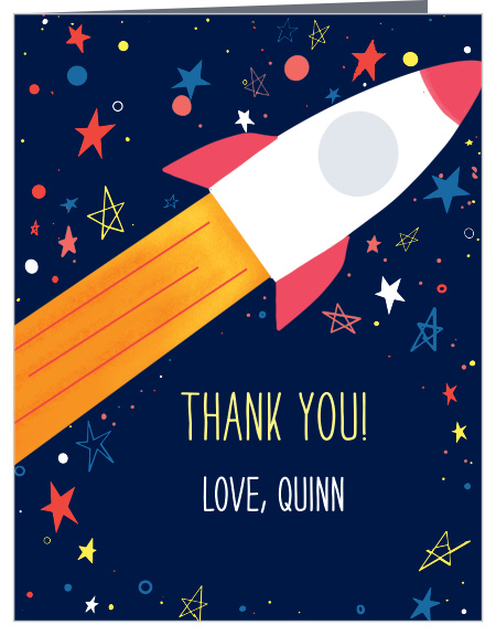 Thank everyone that helped make your kid's party a blast with our Two The Moon Children's Birthday Party Thank You Cards.