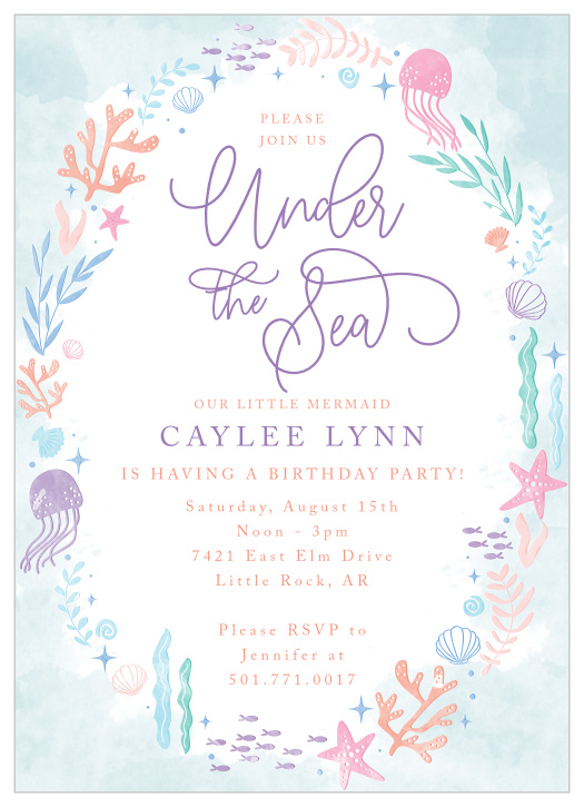 Under The Sea Birthday Invitations Match Your Color Style Free