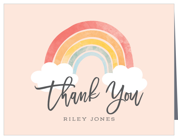 No rainbow-themed party is complete without showing your appreciation for the guests with our Birthday Rainbow Children's Birthday Party Thank You Cards!