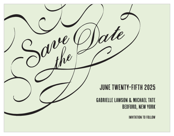 Our Flourish Names Save the Date Card is the classy card you're looking for. With this elegant design, you can change all the colors in order to match your wedding scheme. Personalize the card and see your modifications instantly!