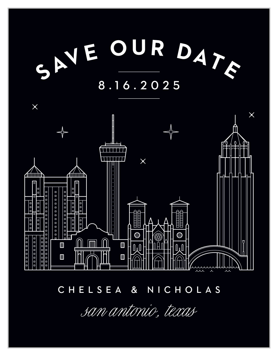 San Antonio Skyline Save The Date Cards By Basic Invite