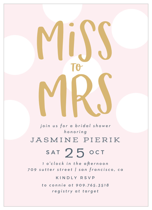 Miss To Mrs Bridal Shower Invitations Match Your Color Style Free