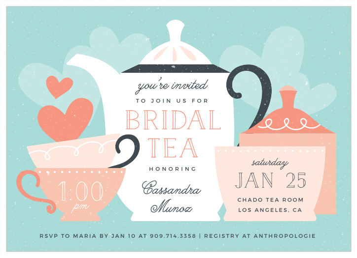 Teapot Bridal Shower Invitations Match Your Color & Style Free!
