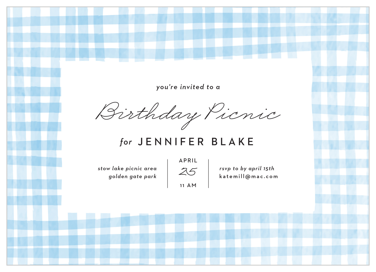 Chalkboard style pink blue Picnic Birthday Party Invitation Pink Gingham Picnic Basket Flowers Invite Printable or Printed