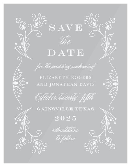 Peacock Flourish Save the Date Cards by Basic Invite