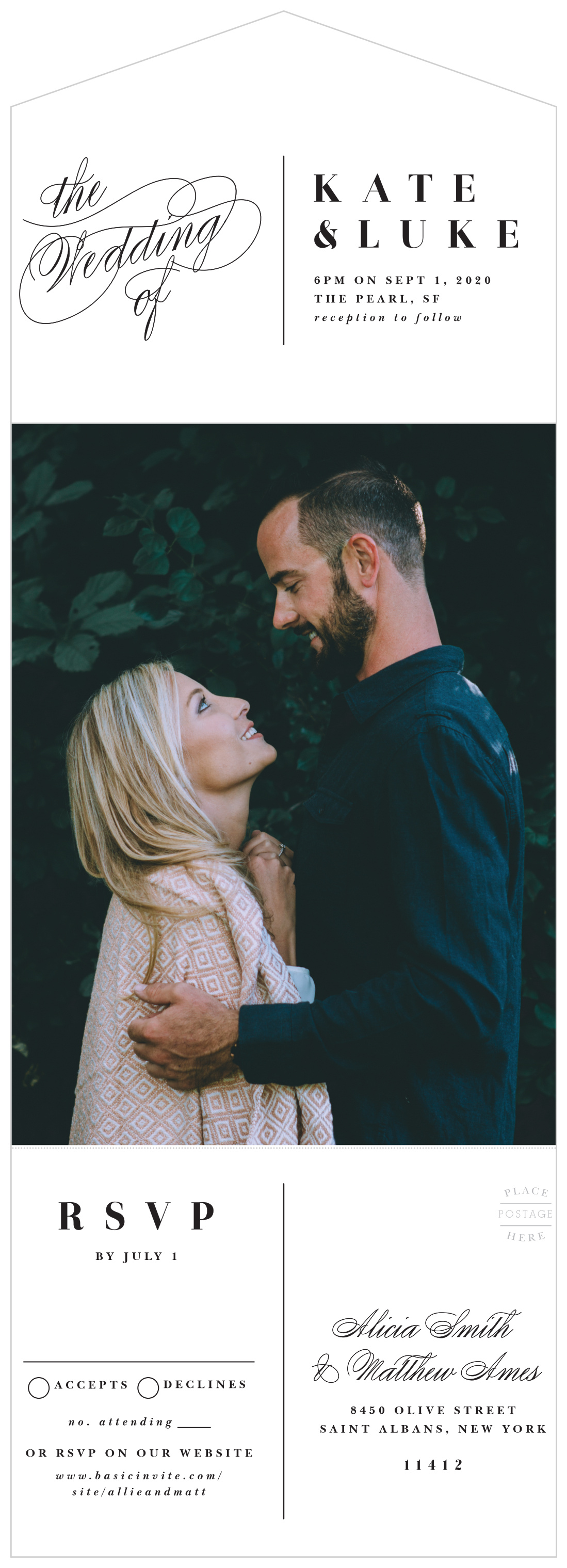 Timeless Romance Seal & Send Wedding Invitations by Basic Invite