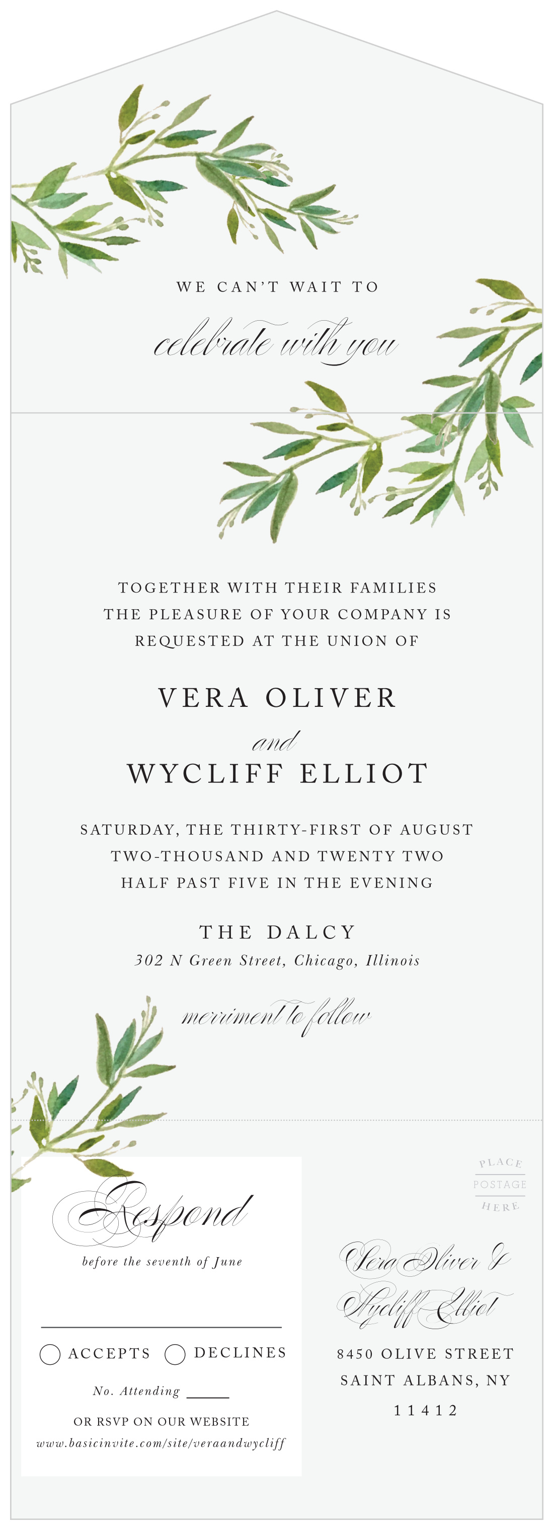 Elegant Vines Seal Send Wedding Invitations By Basic Invite