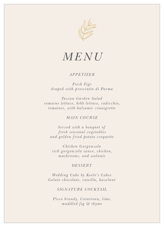 Wedding Menus | Design Your Menu Instantly Online! - Basic Invite