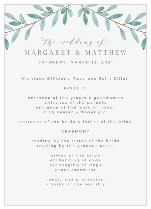 Wedding Programs | Match Your Colors & Style Free! - Basic Invite