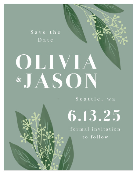 Send out our Simple Greenery Save-the-Date Cards to impress all of your guests!