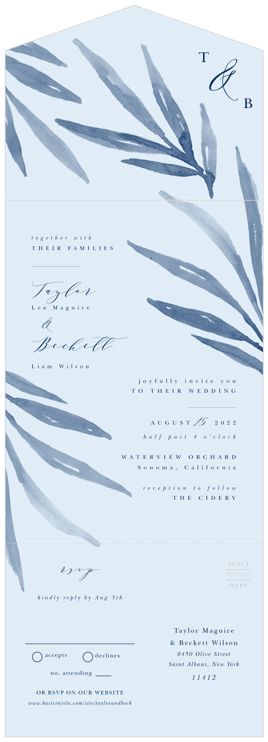 Serenity Leaves Seal & Send Wedding Invitations by Basic Invite
