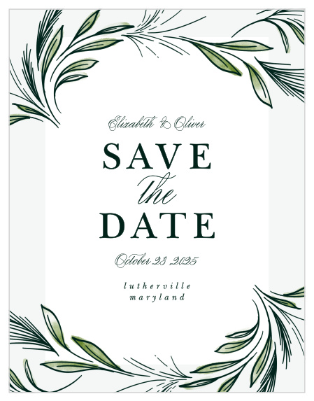 Reveal your wedding date with our Spring Foliage Save-the-Date Cards!