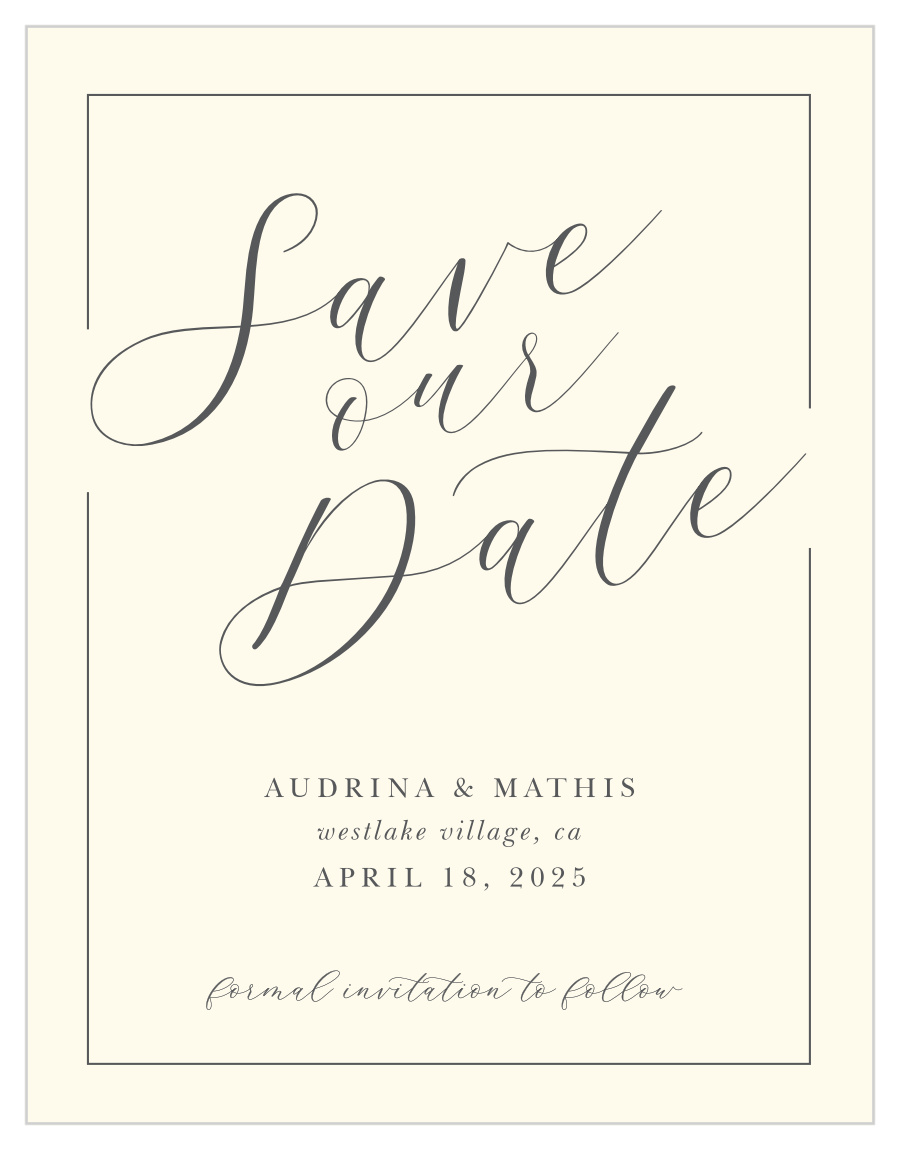 Elegant Calligraphy Theme Personalised x 10 Wedding Save The Date Cards 