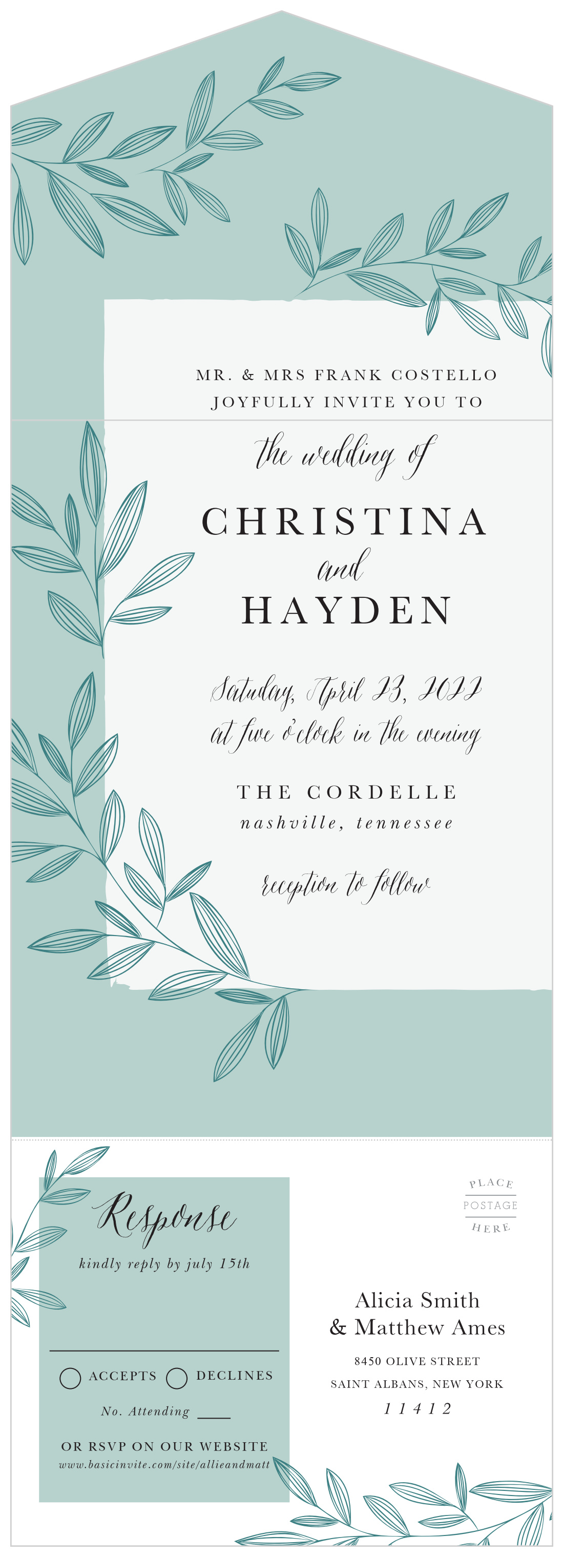 Outlined Laurels Seal & Send Wedding Invitations by Basic Invite Outlined laurels seal & send wedding invitations by basic invite