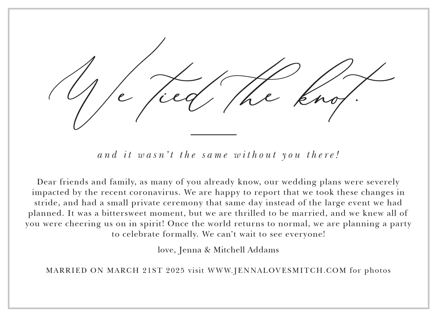 Lovely Letter Elopement Announcements by Basic Invite