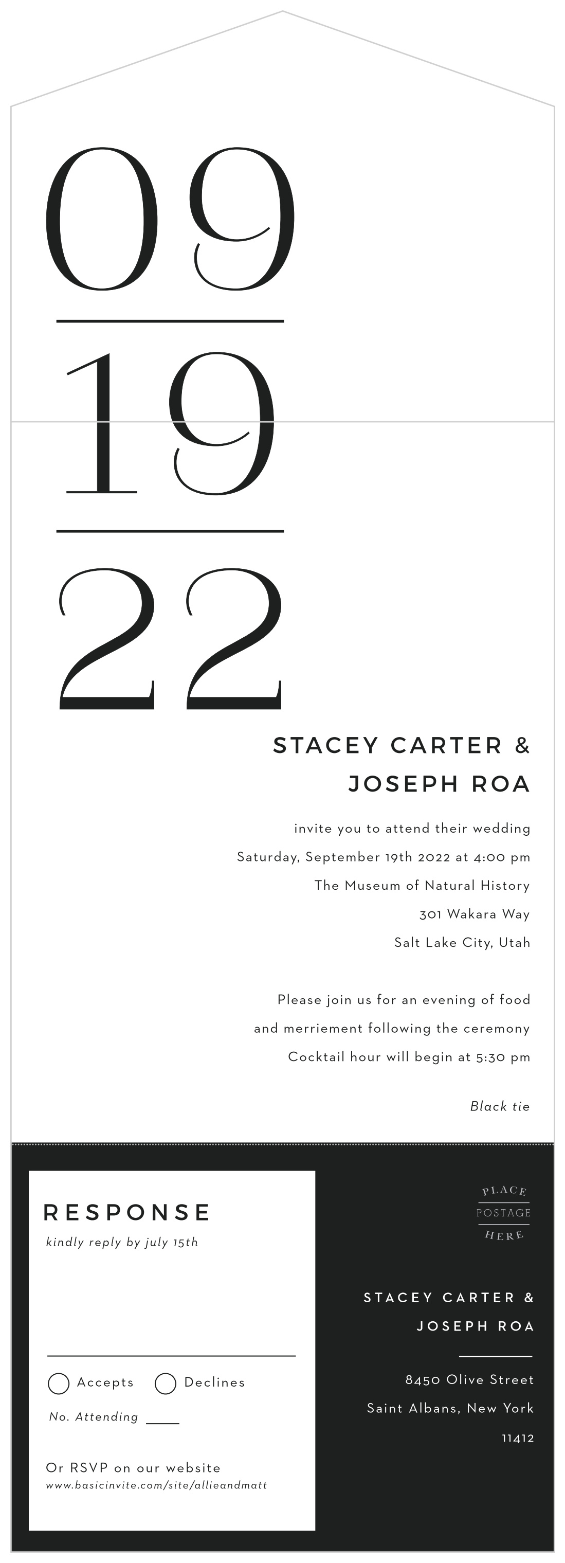 Oversize Date Seal & Send Wedding Invitations by Basic Invite