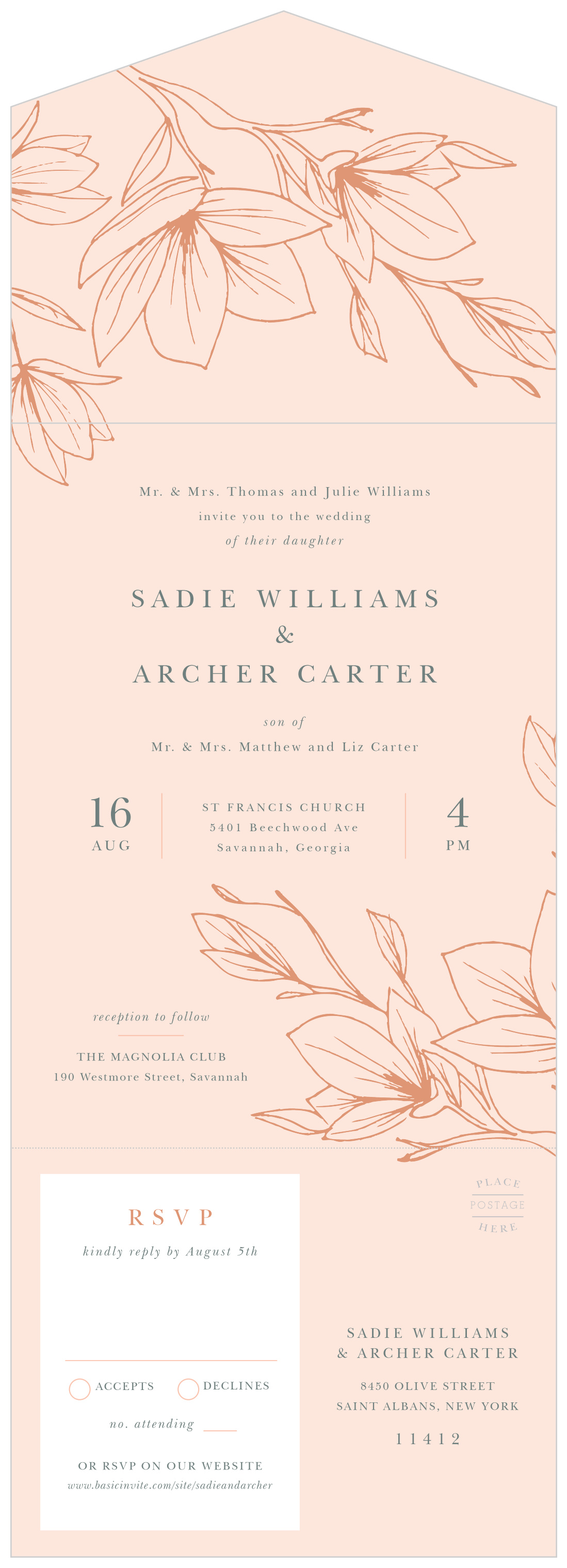 Love Blooms Seal & Send Wedding Invitations by Basic Invite
