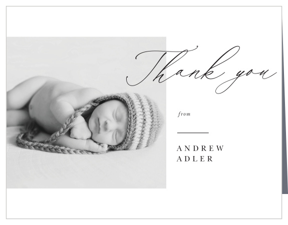Share your appreciation to family and friends for their support at your after the fact shower with the minimalist look of our Say Hello Baby Shower Thank You Cards. 