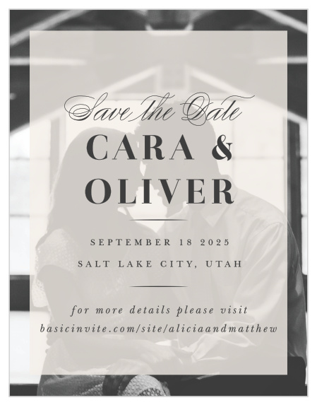 Send out the perfect save the dates with our Photo Glaze Save the Date Cards.