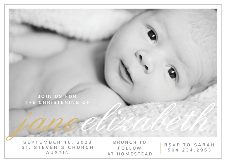 Create chic invitations for your child's christening with La Moderne Foil Christening Invitations. 