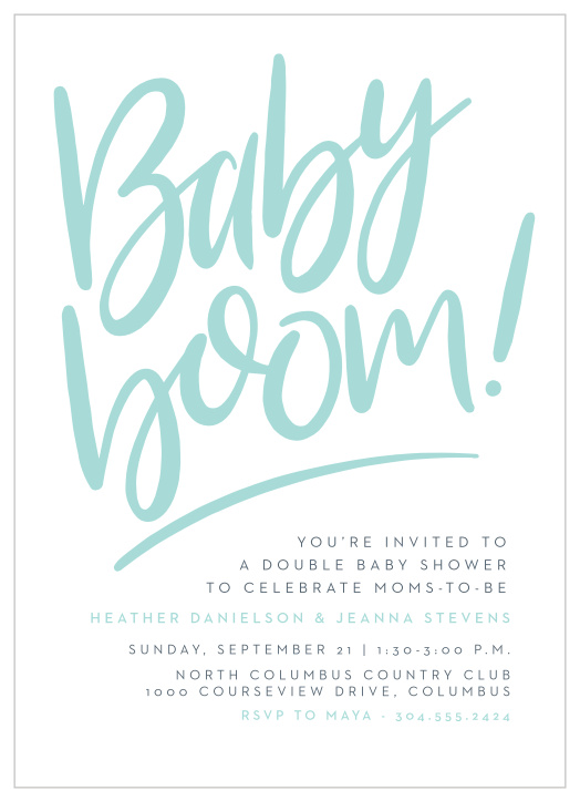 Looking to double the fun? Our Baby Boom Baby Shower Invitations celebrate a double baby shower for you and your friends! 