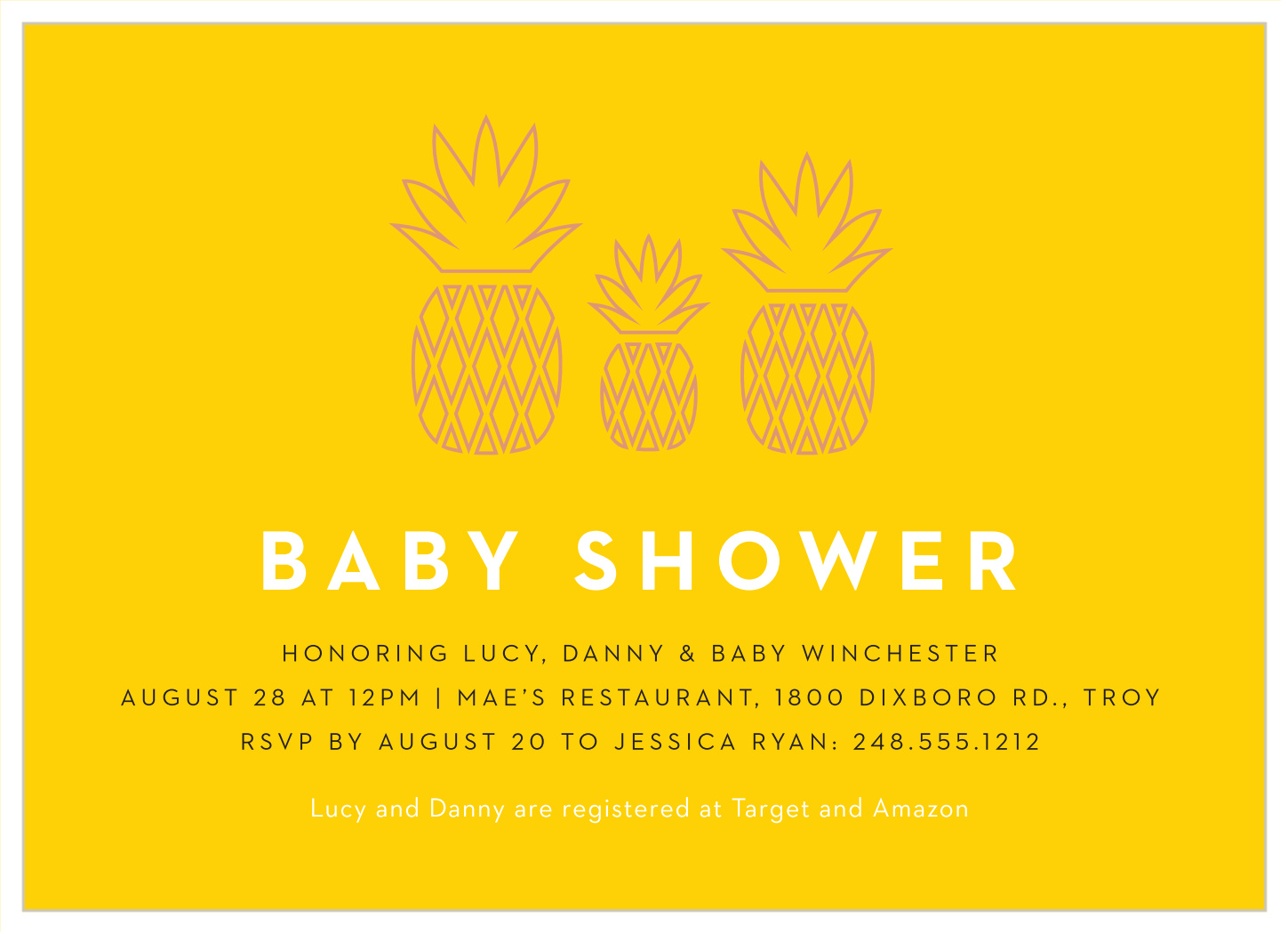 pineapple baby shower invites