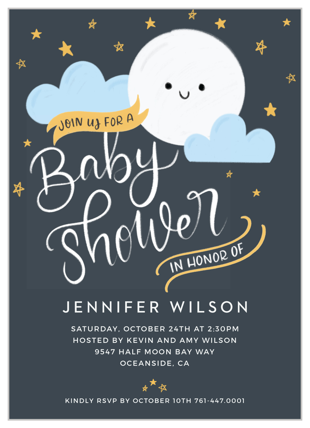 moon baby shower invitations