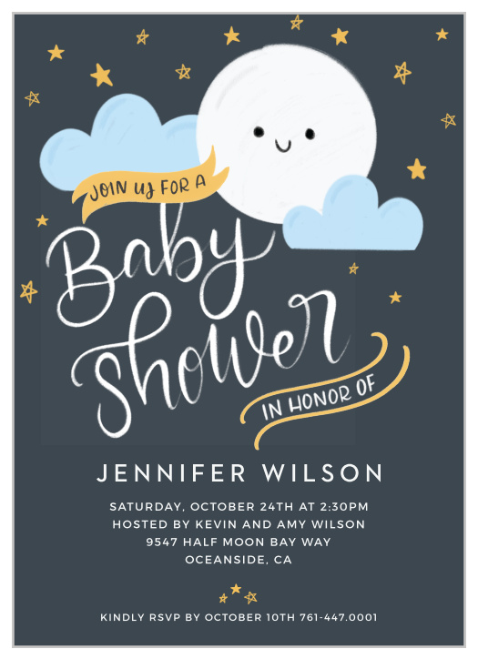Our Cutie Moon Baby Shower Invitations are the perfect way to gather your loved ones for some baby shower fun!