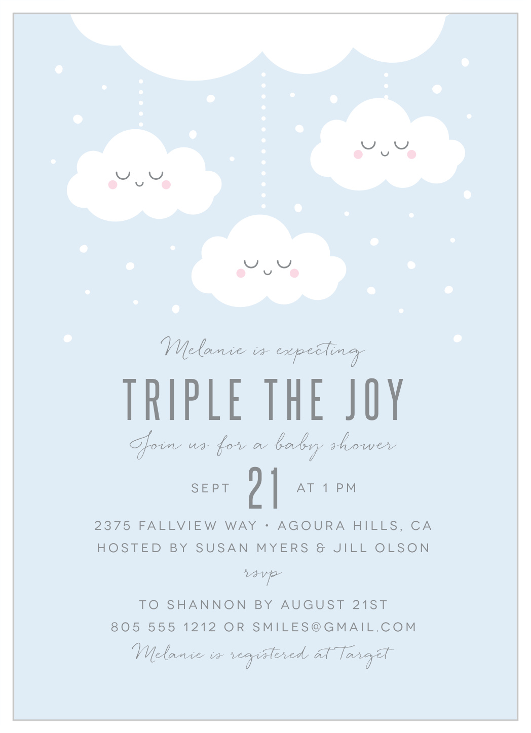 triplet baby shower invitations
