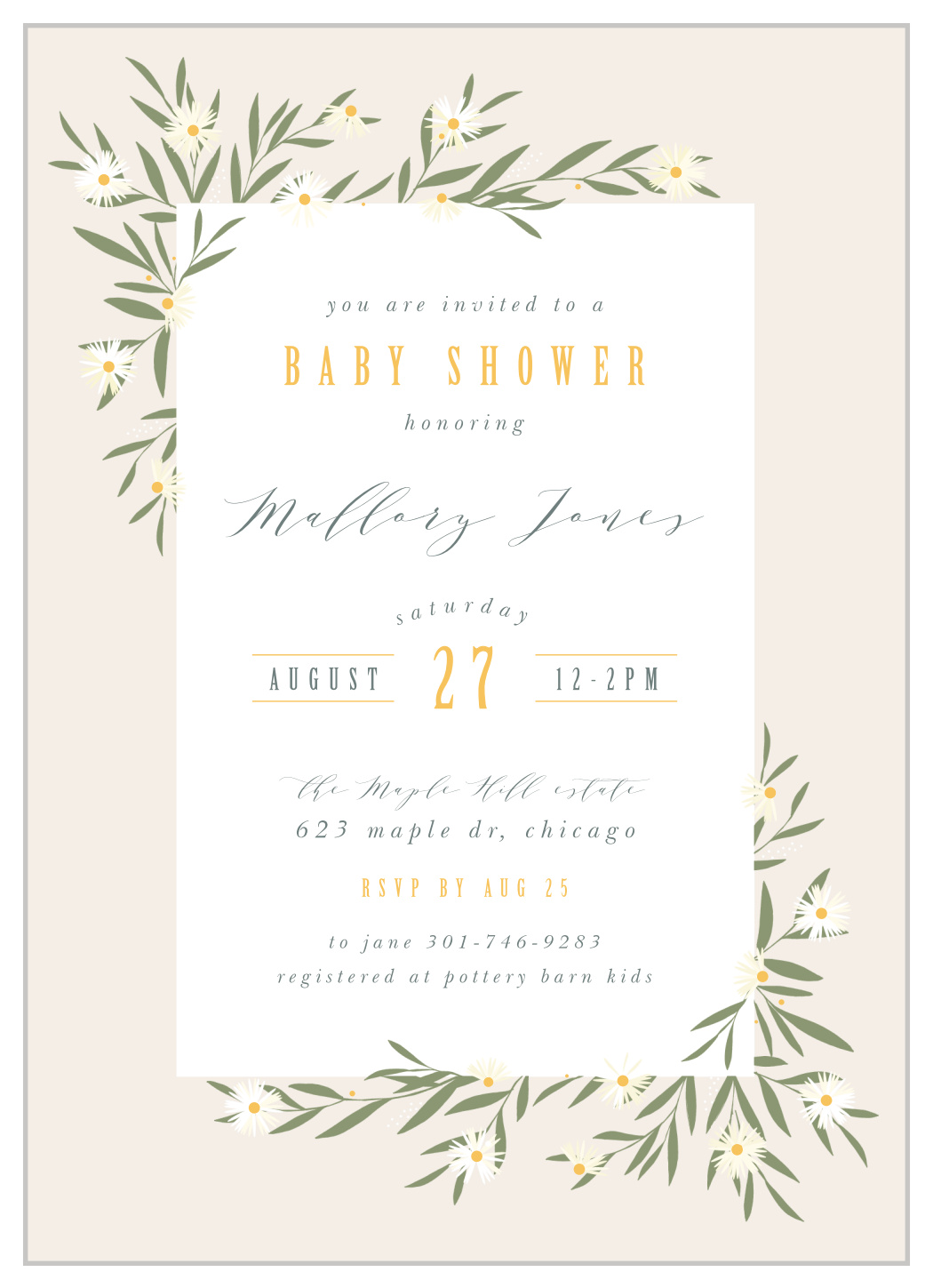 daisy baby shower invitations