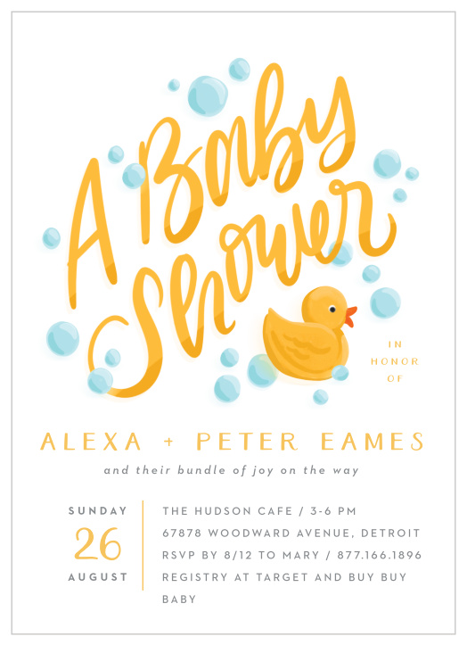 Get ready for a splash of fun with our Rubber Duck Baby Shower Invitations.