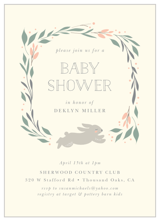 bunny themed baby shower invitations