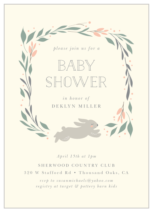 Our Woodland Bunny Baby Shower Invitations are perfect for bringing family and friends together to celebrate your little one on the way.